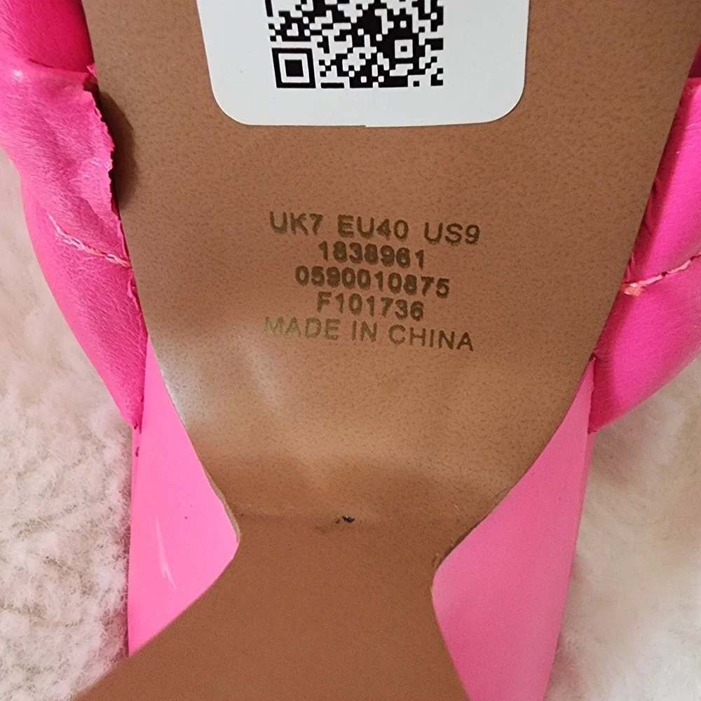 ASOS Design Pink‎ Padded Heeled Mules Slip On Sandals Heels UK7 EU40 US9